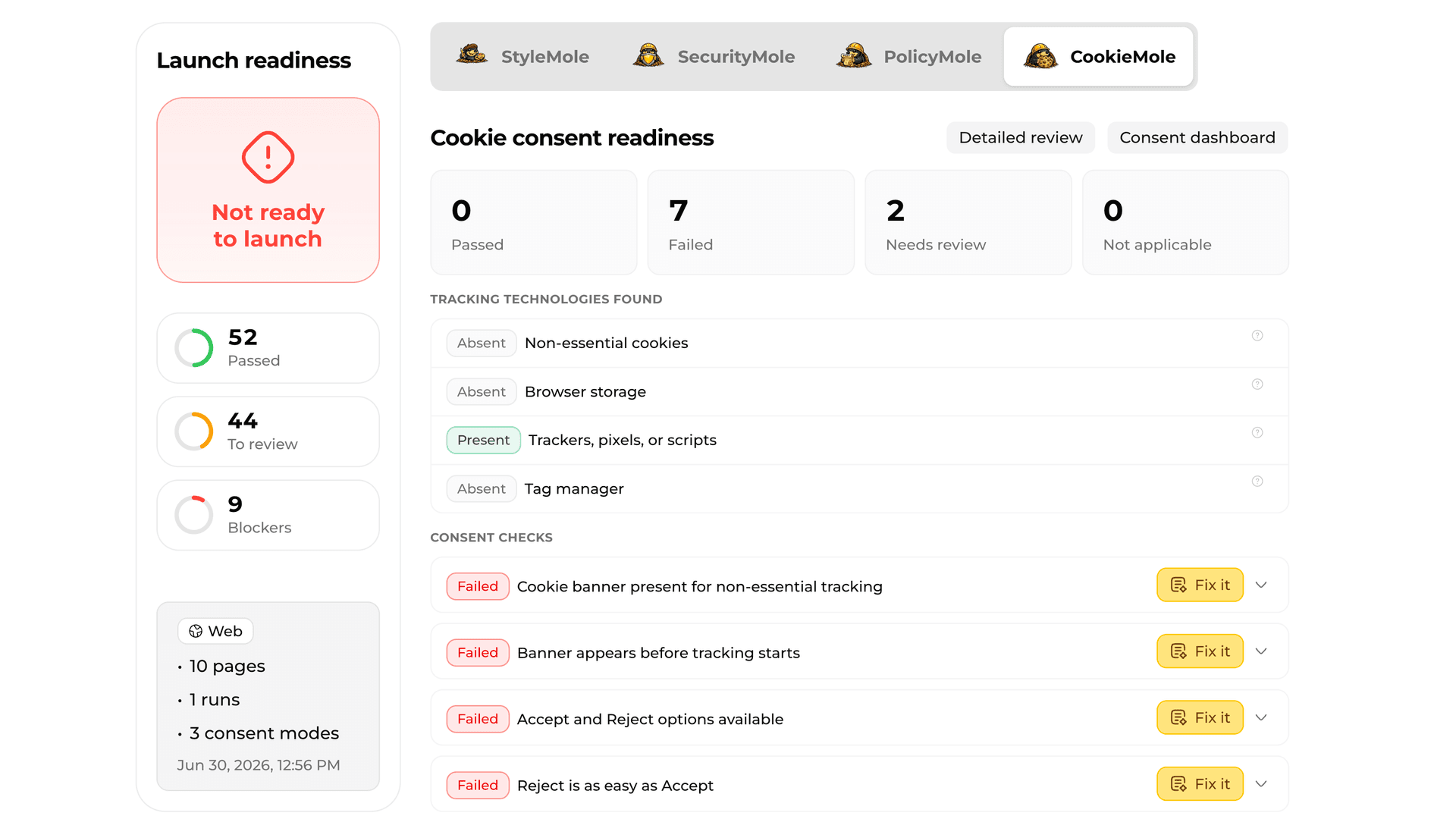 Scan checklist with a flagged issue
